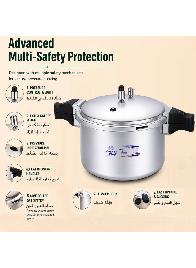 Kitchen King طباخ ضغط كيتشن كينغ بليز 11 لتر - ألمنيوم مؤكسد، طهي عالي الضغط، نظام أمان GRS، مؤشر ضغط، مجموعة غاز إضافية، استخدام متعدد الأغراض، قاعدة ثقيلة، مقبض سهل الفتح - Image 5