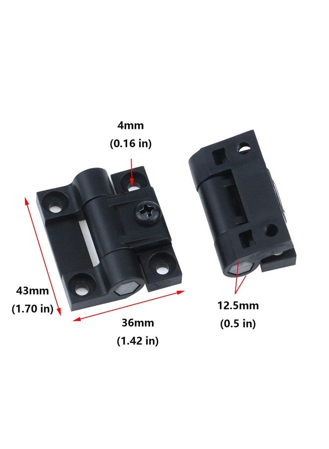 Antrader 2 Pack 43mmx36mm 4 Countersunk Holes Plastic Adjustable Torque Position Control E6-10-301-20 Series Hinge Black Door Hinges - Image 2