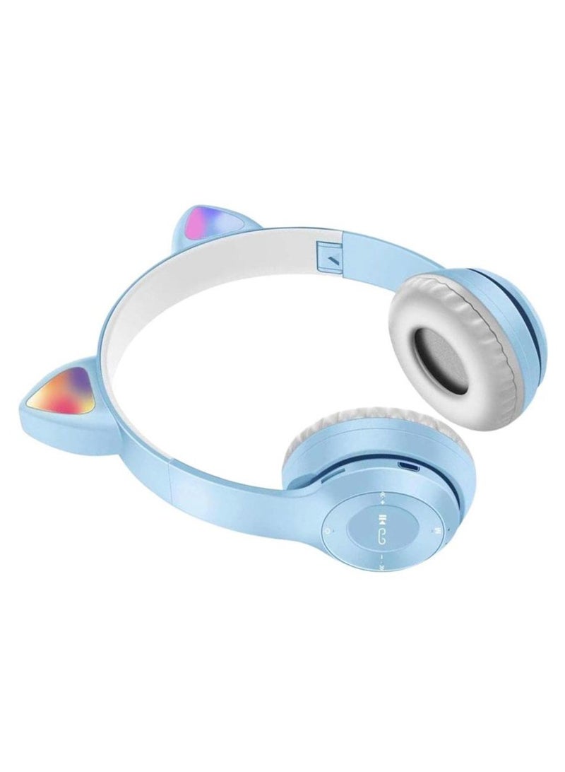 Over Ear Music Glowing Cat Ear Headphones BLUE - Image 5