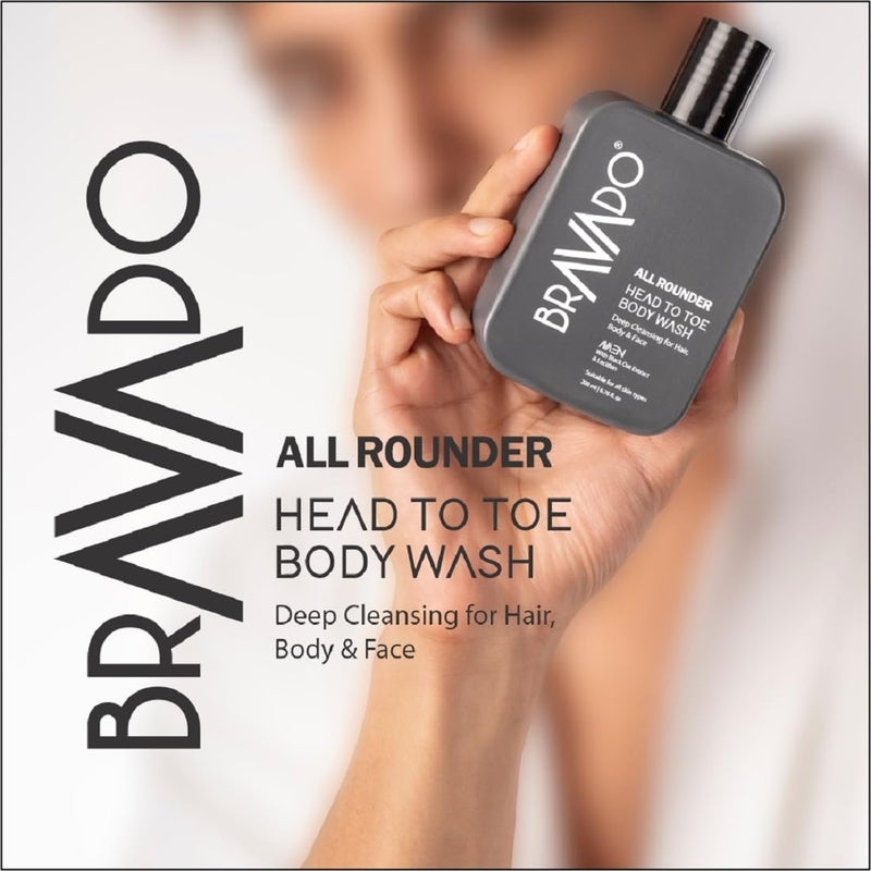BRAVADO All Rounder Head to Toe Body Wash  3in1 Gentle Formula for Hair Body  Face  Deep Cleansing  Hydrating with Black Oat  Lecithin  Refreshing ToxinFree Perfect for Daily Use  200ml - Image 3