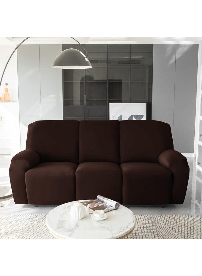 HOKIPO 8-Pieces Elastic Stretchable Recliner Sofa Cover 3 Seater Fully Covered Soft Washable Sofa Slipcovers Furniture Protector, Coffee (AR-4742-CFE) - Image 2