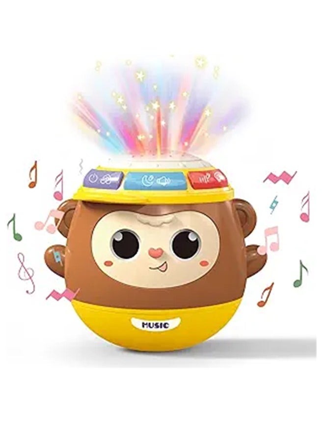 musIc - deAO Tumbler Wobbler Early Education Toy, Tumbler Baby Activity Toys for Tummy Time and Sitting, Baby Sensory Toy with Lights, Words, Music, Monkey Wobbler Enlightenment Toys for Toddler Boy Girl Gift - Image 1