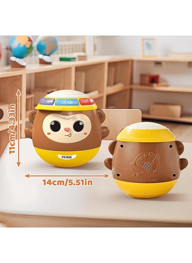 musIc - deAO Tumbler Wobbler Early Education Toy, Tumbler Baby Activity Toys for Tummy Time and Sitting, Baby Sensory Toy with Lights, Words, Music, Monkey Wobbler Enlightenment Toys for Toddler Boy Girl Gift - Image 1