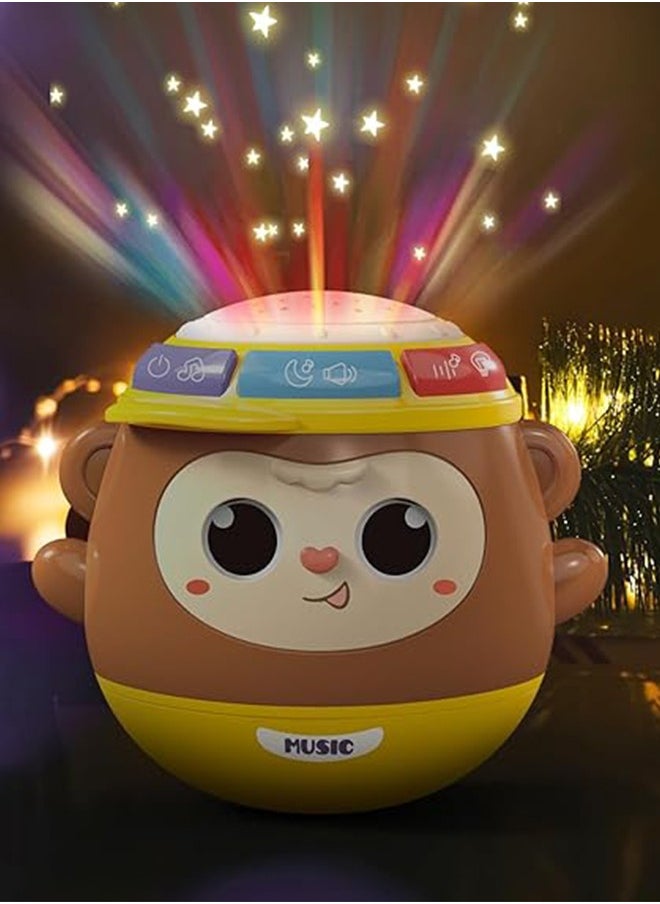 musIc - deAO Tumbler Wobbler Early Education Toy, Tumbler Baby Activity Toys for Tummy Time and Sitting, Baby Sensory Toy with Lights, Words, Music, Monkey Wobbler Enlightenment Toys for Toddler Boy Girl Gift - Image 1