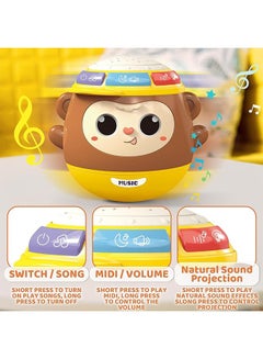 musIc deAO Tumbler Wobbler Early Education Toy, Tumbler Baby Activity Toys for Tummy Time and Sitting, Baby Sensory Toy with Lights, Words, Music, Monkey Wobbler Enlightenment Toys for Toddler Boy Girl Gift  - Image 5