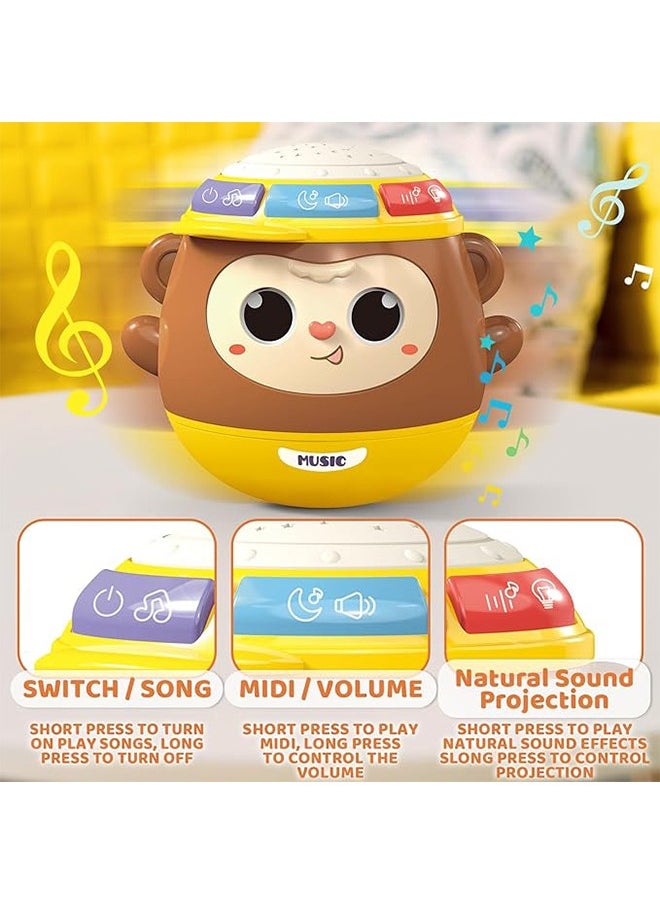 musIc - deAO Tumbler Wobbler Early Education Toy, Tumbler Baby Activity Toys for Tummy Time and Sitting, Baby Sensory Toy with Lights, Words, Music, Monkey Wobbler Enlightenment Toys for Toddler Boy Girl Gift - Image 1
