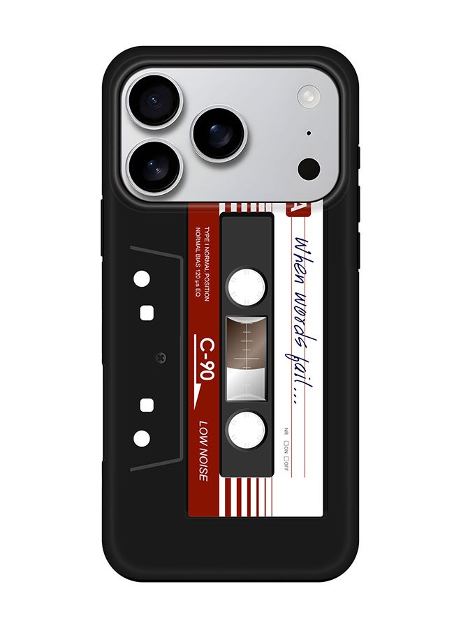 Tough Pro Magnetic Case for iPhone 17 Pro, Dual Layer hybrid PC + TPU Mobile Cover Matte - When Words Fail (Black Tape)