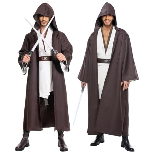 Wecos Tunic Hooded Robe Knight Costume Outfits Halloween Cosplay Costume for Mens Three Versions - Image 5