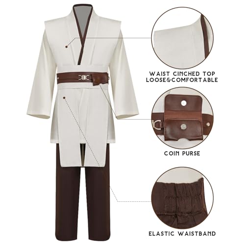 Wecos Tunic Hooded Robe Knight Costume Outfits Halloween Cosplay Costume for Mens Three Versions - Image 2