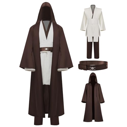 Wecos Tunic Hooded Robe Knight Costume Outfits Halloween Cosplay Costume for Mens Three Versions - Image 1