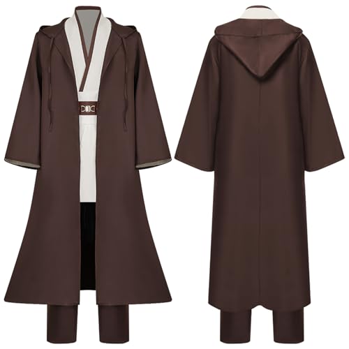 Wecos Tunic Hooded Robe Knight Costume Outfits Halloween Cosplay Costume for Mens Three Versions - Image 4