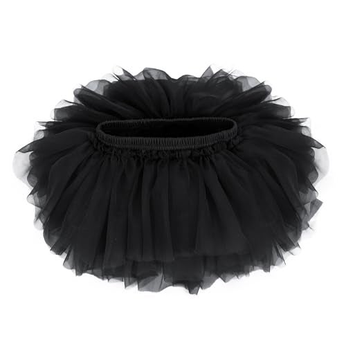 Poocen Toddler Baby Girls Soft Tutu Skirt Skort with Diaper Cover for Baby Infant Kids Princess Tutu Skirt 0-4 T Black - Image 1
