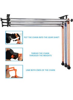DImotliyor Photography Backdrop Wall Mount 3 Roller Support System, Manual Photo Background Ceiling Holder, Including 2 Tri-fold Hooks, 6 Expand Bars, 3 Chains, for Home Studio Live Stream Game Video  - Image 4