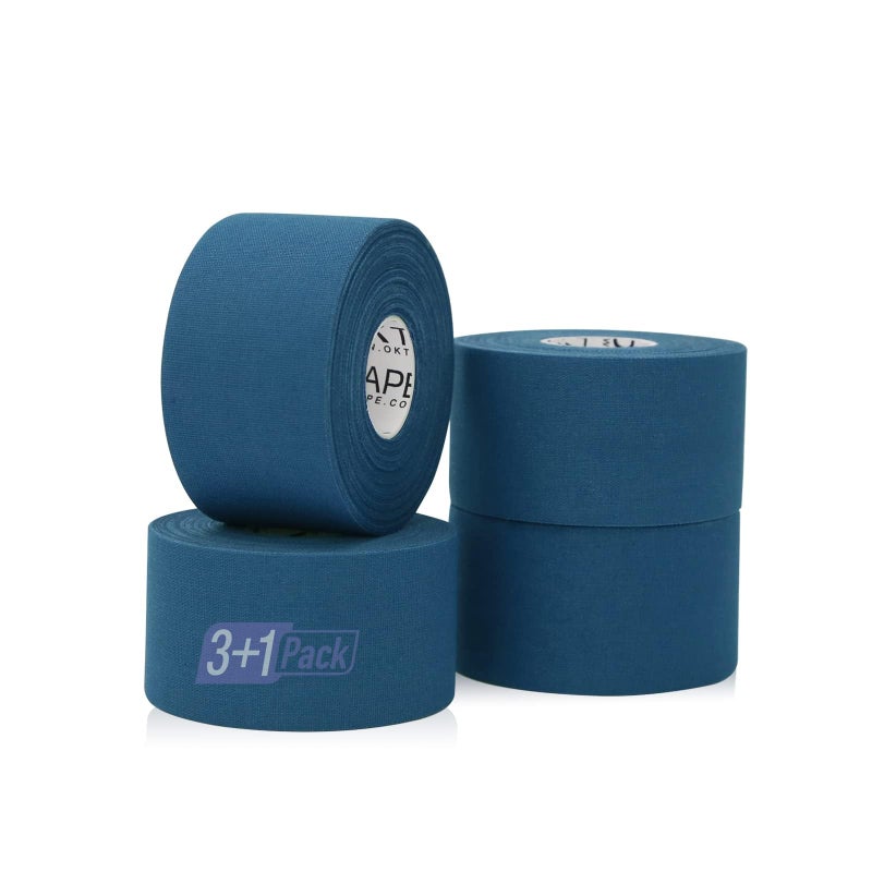 OK TAPE Athletic Sports Tapeï¼ˆ4 Packs) - 45ft Per Roll Very Strong Tape for Athlete & Sport Trainers & First Aid Injury Wrap, Perfect for Fingers Ankles Wrist on Bat, Hockey Stick - Dark Blue - Image 1