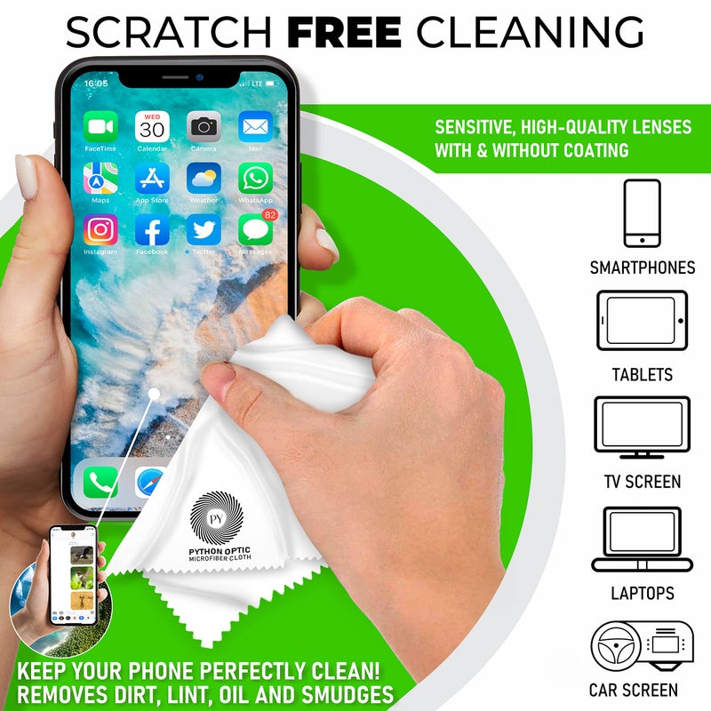 PYTHON OPTIC Python Premium OLED Microfiber Cloth 12x16in - Scratch-Free Optical Lens & Glasses Cleaner, Screen Cleaning for Computers, TVs, Apple Devices, Zeiss Lenses, Luxury Watches & Expensive Optics - Image 2