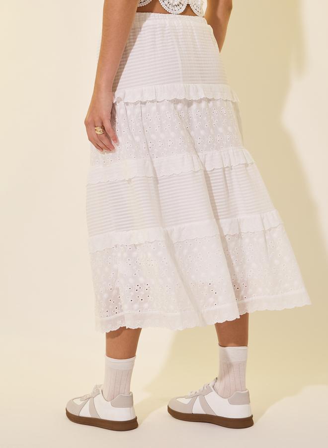 Take Two Take Two Lace Contrast A-Line Midi Skirt  - Image 4