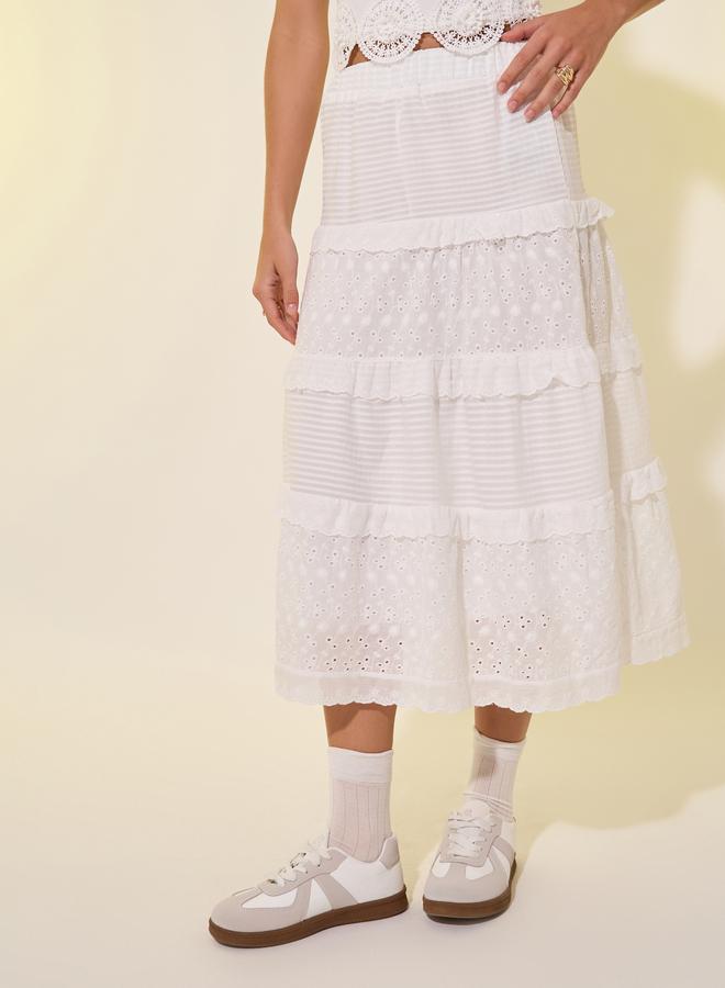 Take Two Take Two Lace Contrast A-Line Midi Skirt  - Image 2