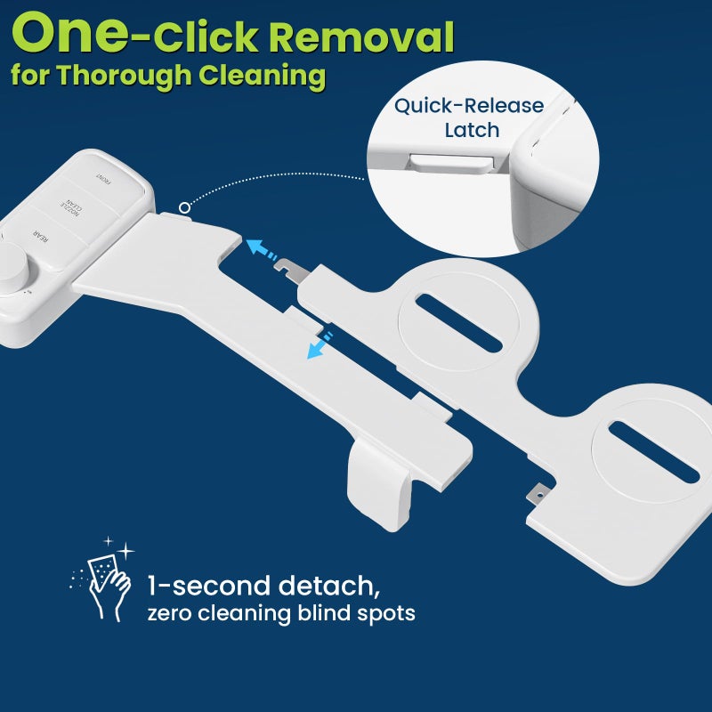 Clirass Ultra-Slim Bidet Attachment, Self-Cleaning Dual Nozzle (Feminine/Posterior Wash), Accessibility-Enhanced Large Buttons, Quick-Release, Non-Electric Fresh Water System with Adjustable Pressure - Image 5