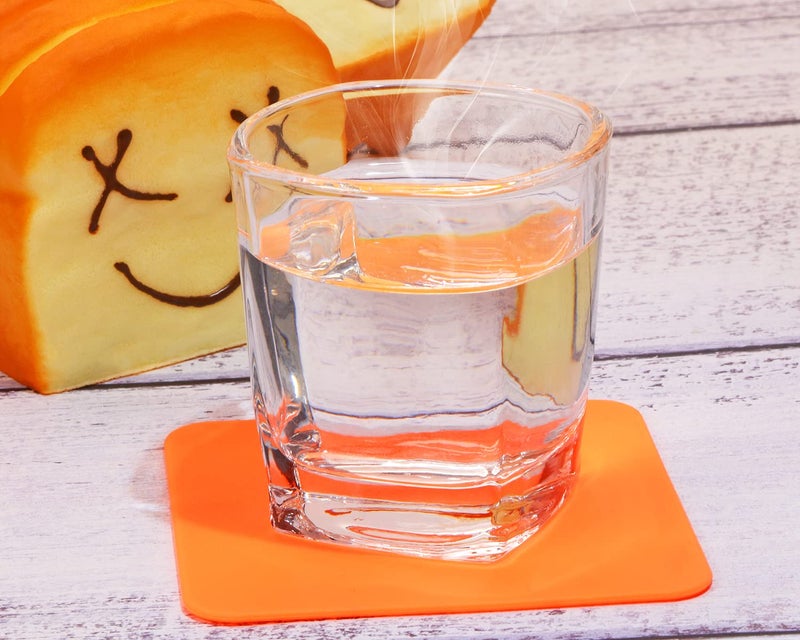 Mini Skater 3pcs Bar Coasters 10x10x0.2CM Square Silicone Coasters for Drinks Beverage Coffee Table Tea Coaster (Orange) - Image 3