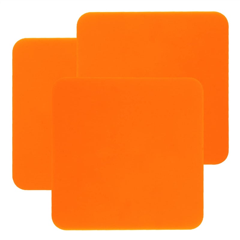 Mini Skater 3pcs Bar Coasters 10x10x0.2CM Square Silicone Coasters for Drinks Beverage Coffee Table Tea Coaster (Orange) - Image 1