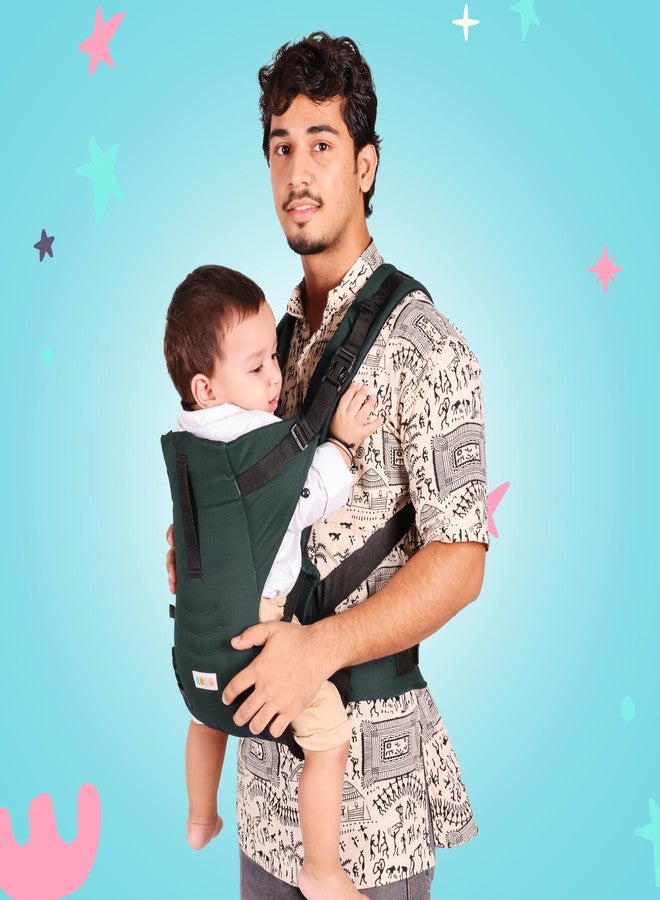 كوكو حاملة أطفال كوكو 2 في 1 سهلة الارتداء وقابلة للتعديل، تتحول إلى حقيبة كنغر - خفيفة الوزن وجيدة التهوية - حاملة أطفال من الأمام والخلف مع حزام أمان - أقصى وزن يصل إلى 15 كجم (لون أخضر زجاجي) - Image 5