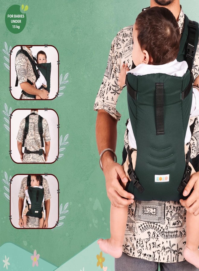 كوكو حاملة أطفال كوكو 2 في 1 سهلة الارتداء وقابلة للتعديل، تتحول إلى حقيبة كنغر - خفيفة الوزن وجيدة التهوية - حاملة أطفال من الأمام والخلف مع حزام أمان - أقصى وزن يصل إلى 15 كجم (لون أخضر زجاجي) - Image 2