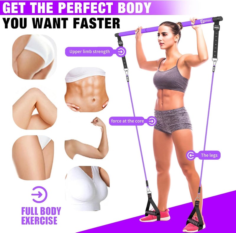 Bbtops Pilates Bar Kit with Resistance Bands,Pilates Bar with Stackable Bands Workout Equipment for Legs,Hip,Waist and Arm,Exercise Fitness Equipment for Women & Men Home Gym Yoga Pilates - Image 4