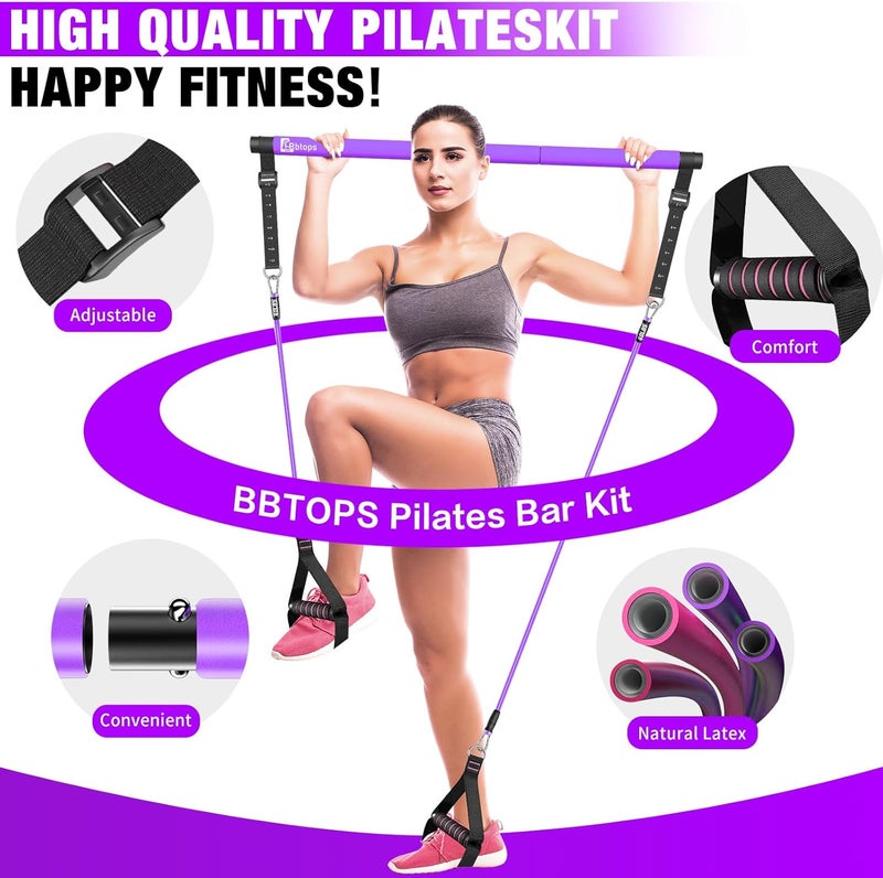 Bbtops Pilates Bar Kit with Resistance Bands,Pilates Bar with Stackable Bands Workout Equipment for Legs,Hip,Waist and Arm,Exercise Fitness Equipment for Women & Men Home Gym Yoga Pilates - Image 5