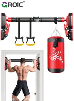 GROIC Doorway Pull Up Bar Set - Pull Up Bar, Cartoon Gymnastic Rings and Sandbags for Kids Adults, Retractable Doorway Upper Body Training Bar for Home Gym Training Fitness (95-140cm)  - Image 1