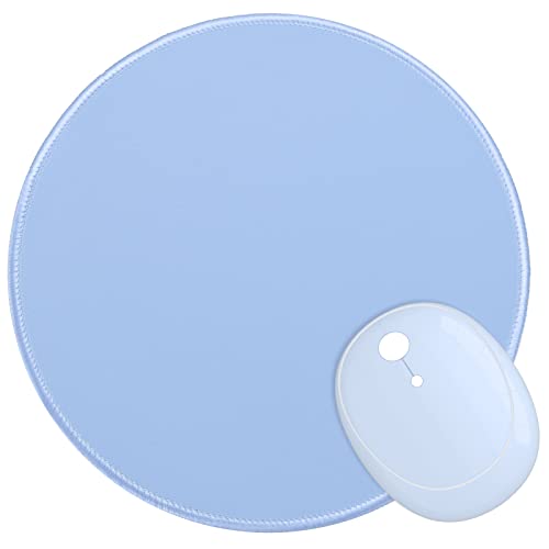 Dapesuom Round Mouse Pad, 8.7 x 8.7 Inch Premium-Textured Washable Non-Slip Rubber Base Cute Small Mouse Mat with Stitched Edge for Women Wireless Computer Laptop Gaming Desk Accessories, Sky Blue - Image 1
