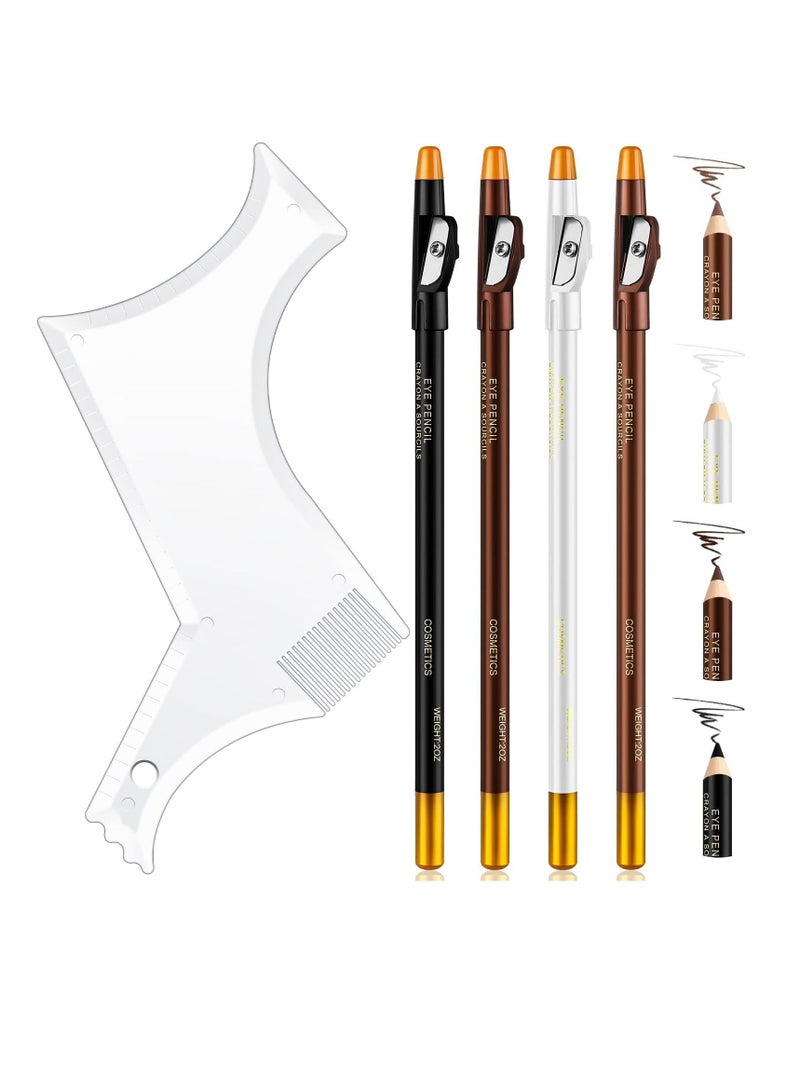 KASTWAVE Beard Shaping and Styling Tool, 1 Pcs Multi-liner Beard Shaper Clear Template Comb and 4 Pieces Barber Pencil Edge Hairline Beard Trace Pencils, Template Style Guide Your Beard & Hairline - Image 1