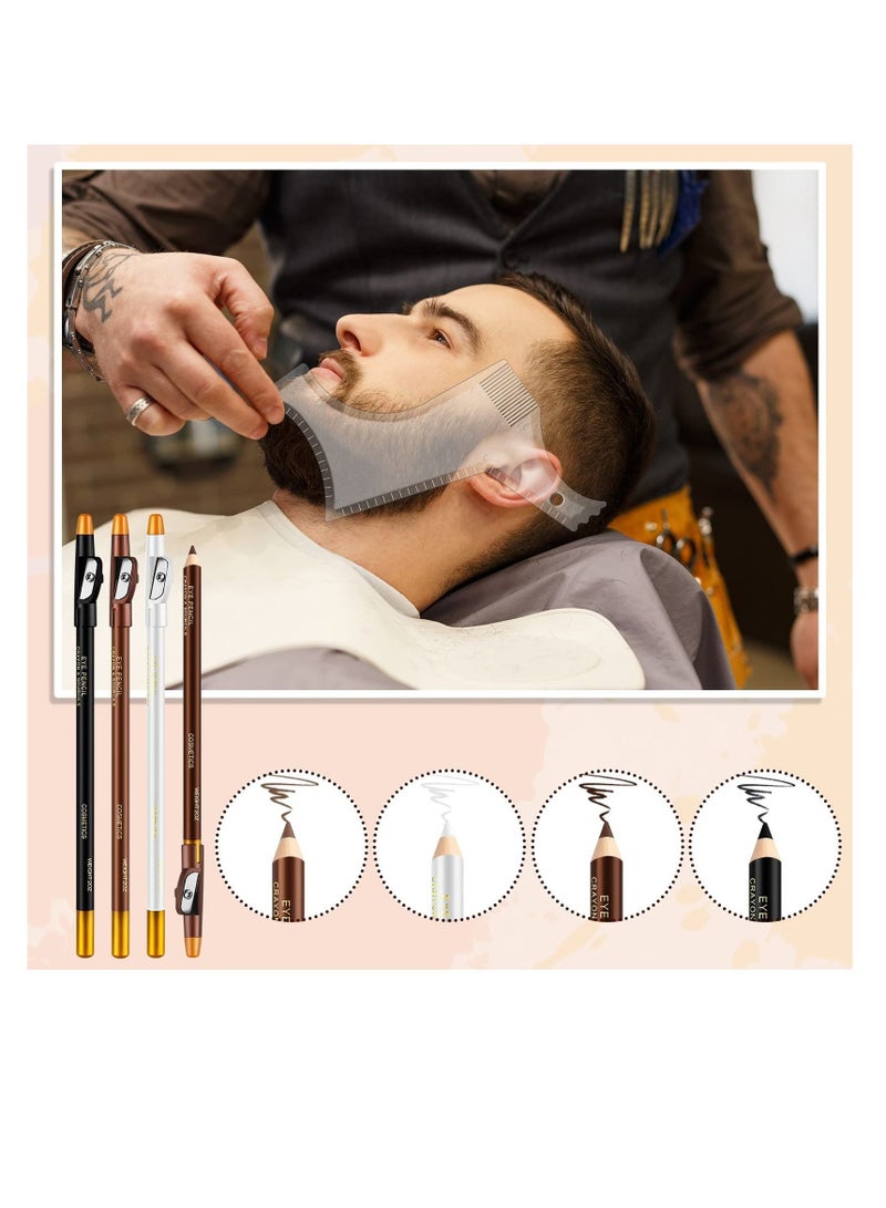 KASTWAVE Beard Shaping and Styling Tool, 1 Pcs Multi-liner Beard Shaper Clear Template Comb and 4 Pieces Barber Pencil Edge Hairline Beard Trace Pencils, Template Style Guide Your Beard & Hairline - Image 4