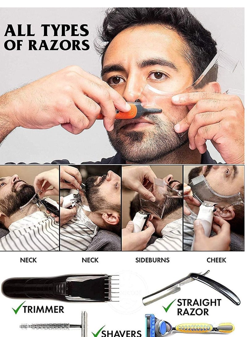 KASTWAVE Beard Shaping and Styling Tool, 1 Pcs Multi-liner Beard Shaper Clear Template Comb and 4 Pieces Barber Pencil Edge Hairline Beard Trace Pencils, Template Style Guide Your Beard & Hairline - Image 3