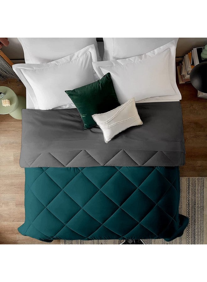 EDMUND - Microfiber Duvet 600 GSM Heavy Winter Reversible Comforter for King Size Bed Comforter (92" x 106") Inches - Winter 600 GSM Comforter | Teal & Dark Grey| TC - 300 - Image 1