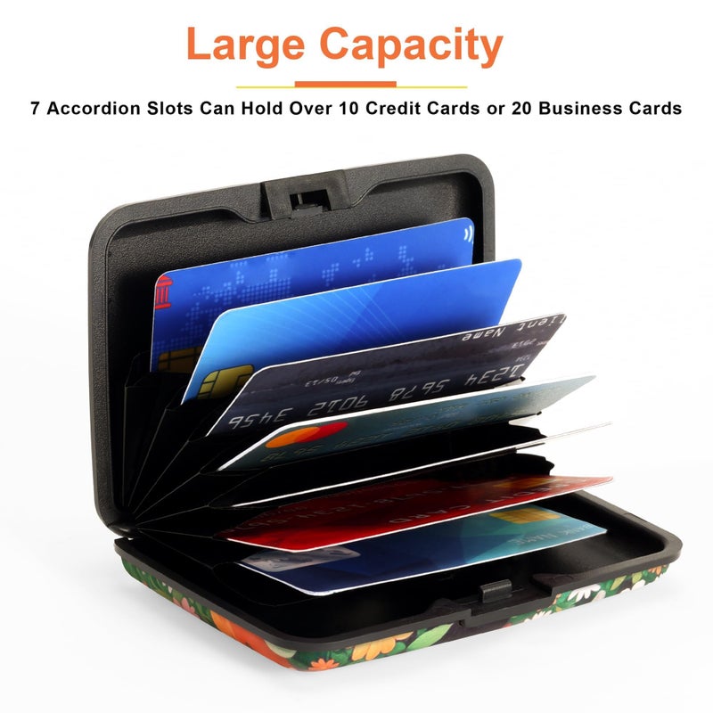Mayski Credit Card Holder, RFID Blocking, Aluminum Alloy Hard Case, Small Mini Business Metal Wallet for Women Men, Black Cat Flower - Image 4