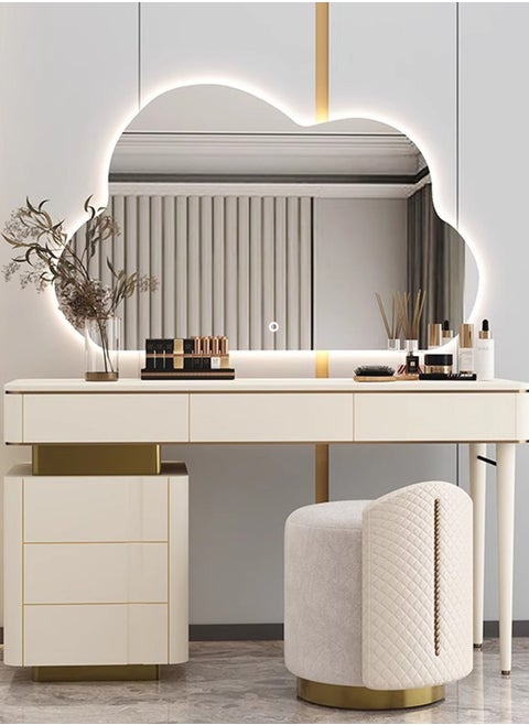 VPARTY Asymmetrical Led Lighted Mirror for Bathroom, 36x28" Cloud Shaped Mirrors, Irregular Vanity Mirror with Lights, Washbasin Backlit Led Illuminated Wall Mirror (90x70cm)