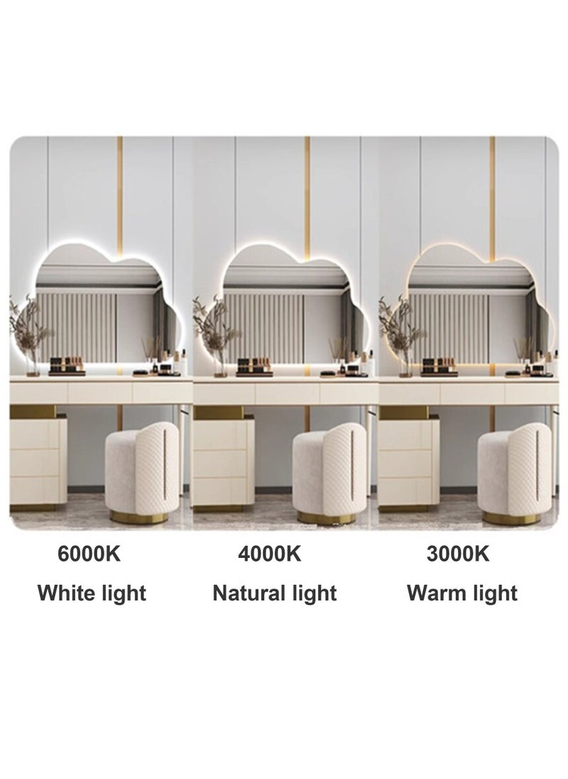 VPARTY Asymmetrical Led Lighted Mirror for Bathroom, 36x28" Cloud Shaped Mirrors, Irregular Vanity Mirror with Lights, Washbasin Backlit Led Illuminated Wall Mirror (90x70cm)