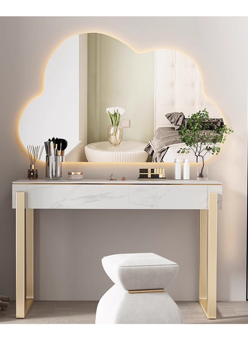 VPARTY Asymmetrical Led Lighted Mirror for Bathroom, 36x28" Cloud Shaped Mirrors, Irregular Vanity Mirror with Lights, Washbasin Backlit Led Illuminated Wall Mirror (90x70cm)