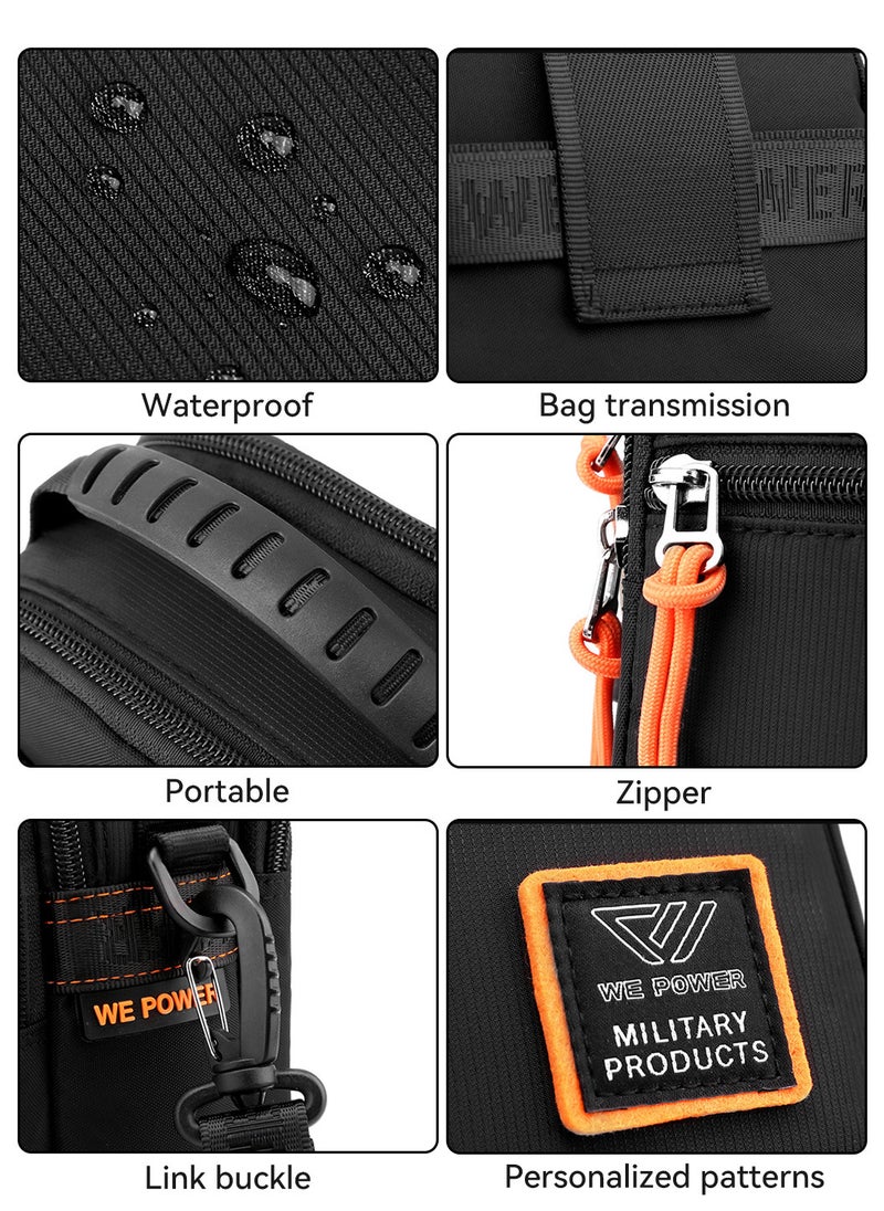Moovant - Men's Crossbody Bag, Chest Bag, Sports Casual Men Shoulder Bag, Multi-functional Belt Bag, Hanging Bag, Fashion Outdoor Bag, Mini Sling Chest Bag, Black - Image 1