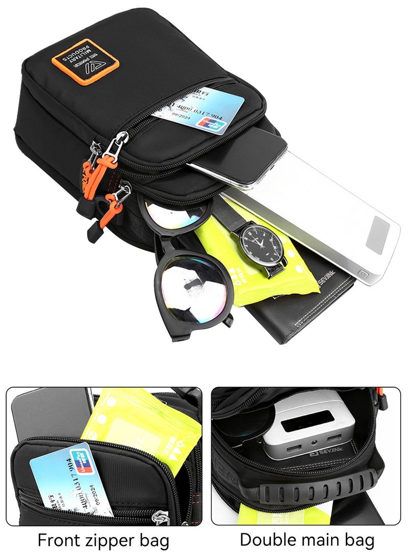 Moovant - Men's Crossbody Bag, Chest Bag, Sports Casual Men Shoulder Bag, Multi-functional Belt Bag, Hanging Bag, Fashion Outdoor Bag, Mini Sling Chest Bag, Black - Image 1