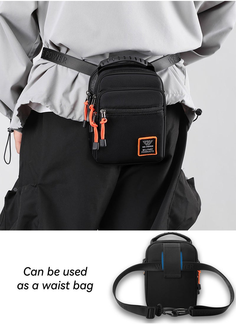 Moovant - Men's Crossbody Bag, Chest Bag, Sports Casual Men Shoulder Bag, Multi-functional Belt Bag, Hanging Bag, Fashion Outdoor Bag, Mini Sling Chest Bag, Black - Image 1