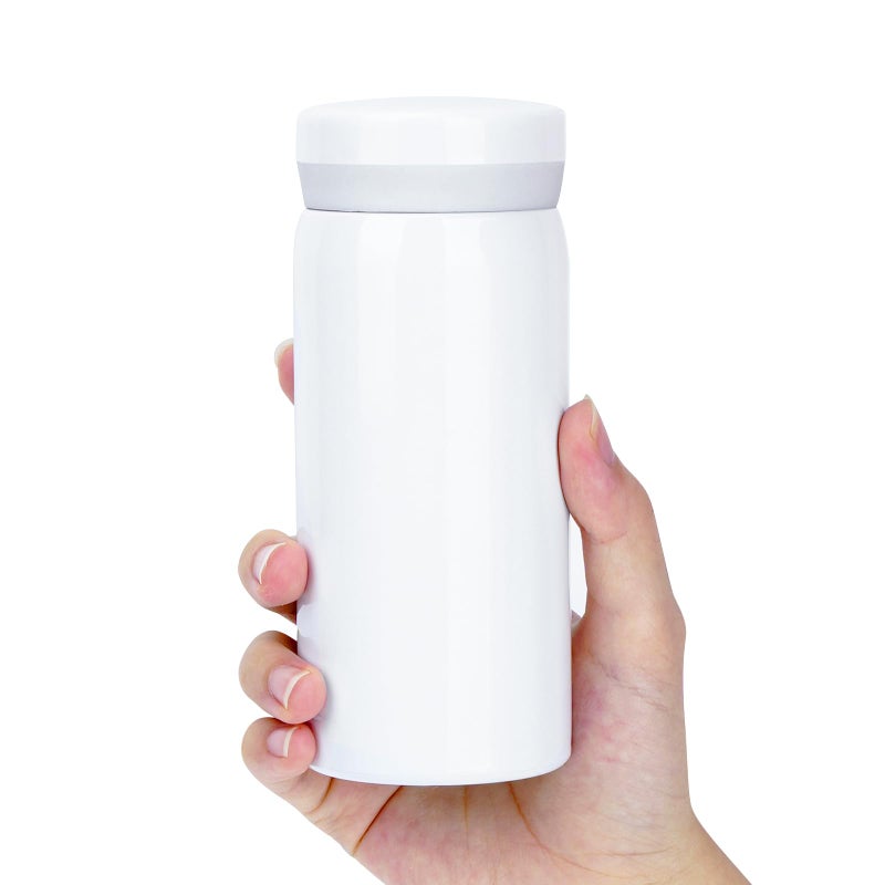 Linkidea 7oz 200ml Mini Water Bottle Small Vacuum Insulated Stainless Steel Water Bottle for Hot Cold Drinks Spill Proof Thermo Fit Handbag Purse and Pocket White - Image 2