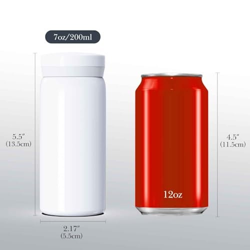 Linkidea 7oz 200ml Mini Water Bottle Small Vacuum Insulated Stainless Steel Water Bottle for Hot Cold Drinks Spill Proof Thermo Fit Handbag Purse and Pocket White - Image 3