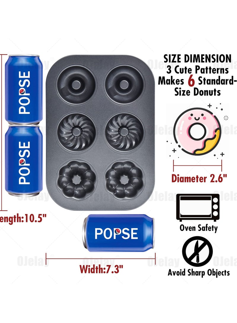 Donut Pan For Baking 6-Cup 2 Pack, Nonstick Bagel Mold Durable Carbon Steel Doughnut Pan - Image 2