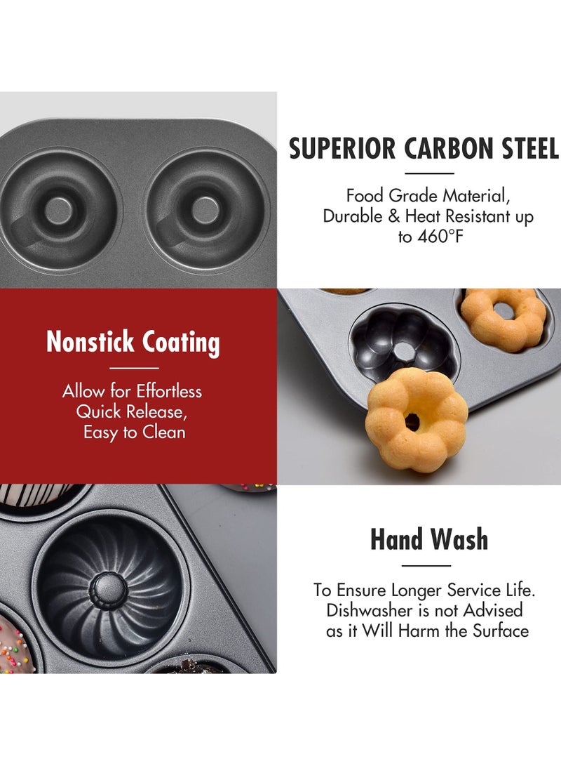 Donut Pan For Baking 6-Cup 2 Pack, Nonstick Bagel Mold Durable Carbon Steel Doughnut Pan - Image 4