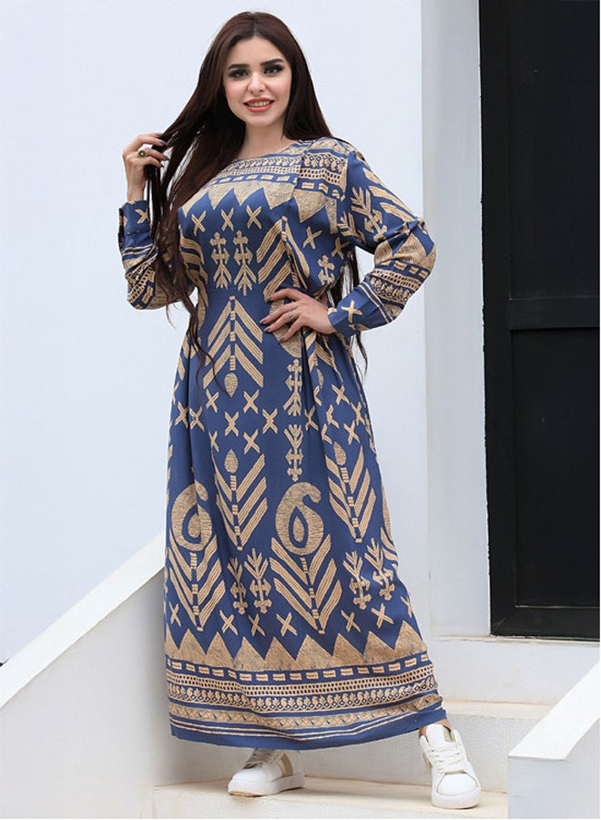 Ship Master Loose Maxi Dress with Modern Oriental Print - Casual Chic Look  - Image 2