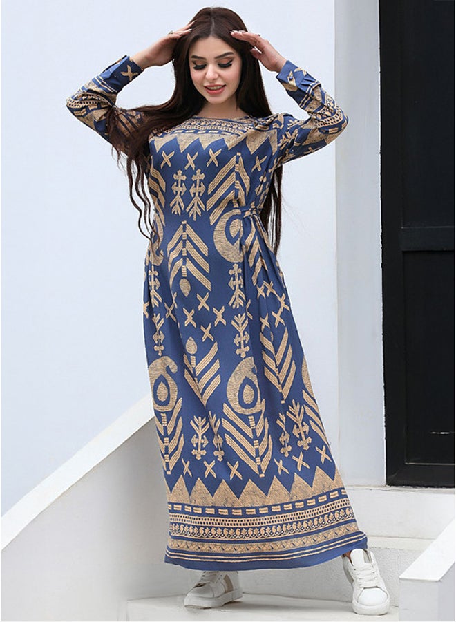 Ship Master Loose Maxi Dress with Modern Oriental Print - Casual Chic Look  - Image 3