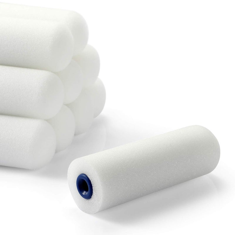 KUPOO أسطوانة طلاء فوم، غلاف أسطوانة طلاء مصغر 4 بوصة، غلاف أسطوانة صغير، نهايات مغطاة بالفوم، أغطية فوم عالية الكثافة لإطار الأسطوانة ومجموعة أسطوانة الطلاء، عبوة من 11 - Image 3