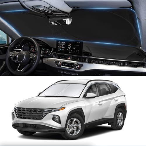 INSAUTO Custom Fit Tucson Windshield Sunshade for Hyundai Tucson 2022-2026 Front Window Retractable Shades Cover for Windshield Sun Visor Protector 210T Reflector Blocks UV Rays Cooler Car Accessories - Image 1