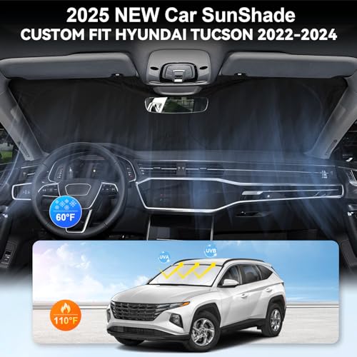 INSAUTO Custom Fit Tucson Windshield Sunshade for Hyundai Tucson 2022-2026 Front Window Retractable Shades Cover for Windshield Sun Visor Protector 210T Reflector Blocks UV Rays Cooler Car Accessories - Image 4